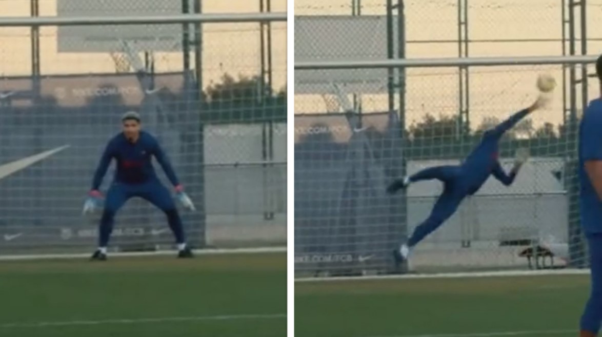 VIDEO: ბრწყინვალე სეივი - არაუხომ ვარჯიშზე შესანიშნავი ბურთი მოიგერია